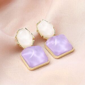 Vintage purple drop earrings N263